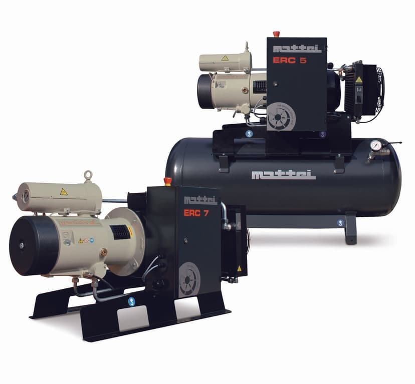 image of technician with Chicago Pneumatic industrial air compressor