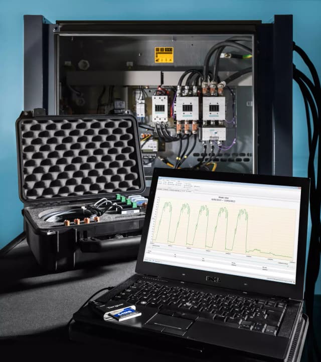 compressed air system audit with data logging equipment