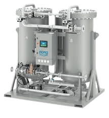 person doing an oil change on an air compressor